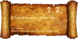 Kleinberger Henrik névjegykártya